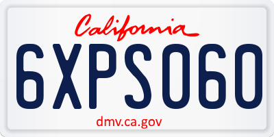 CA license plate 6XPS060