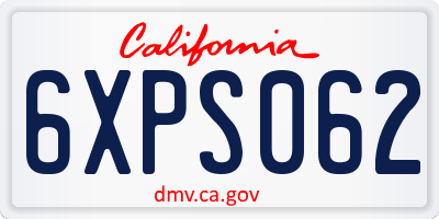 CA license plate 6XPS062