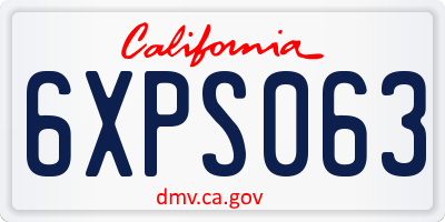 CA license plate 6XPS063