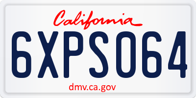 CA license plate 6XPS064