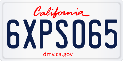 CA license plate 6XPS065