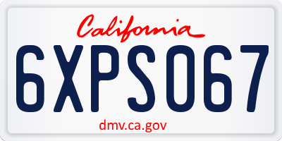 CA license plate 6XPS067