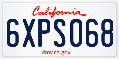 CA license plate 6XPS068