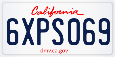 CA license plate 6XPS069