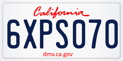 CA license plate 6XPS070