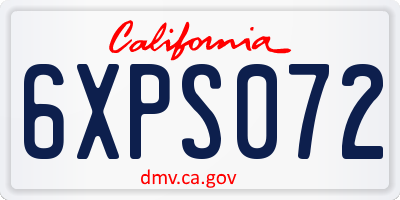 CA license plate 6XPS072
