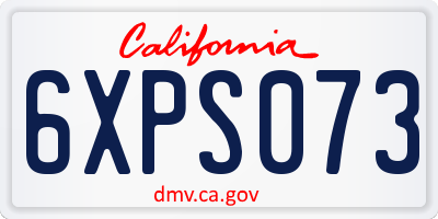 CA license plate 6XPS073