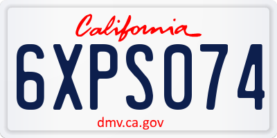 CA license plate 6XPS074