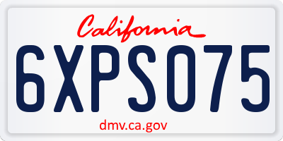 CA license plate 6XPS075