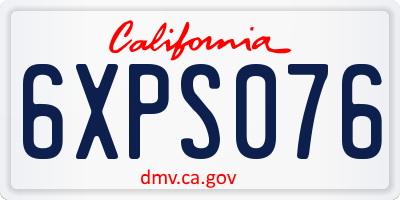 CA license plate 6XPS076