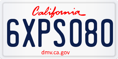 CA license plate 6XPS080