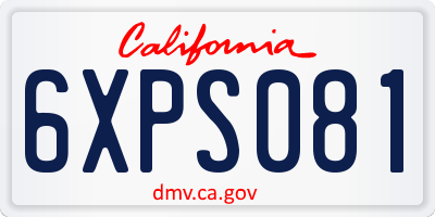 CA license plate 6XPS081