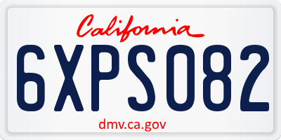 CA license plate 6XPS082