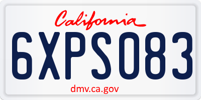CA license plate 6XPS083