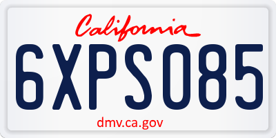 CA license plate 6XPS085
