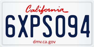 CA license plate 6XPS094
