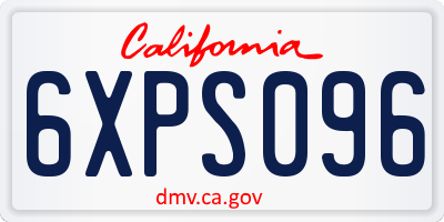 CA license plate 6XPS096