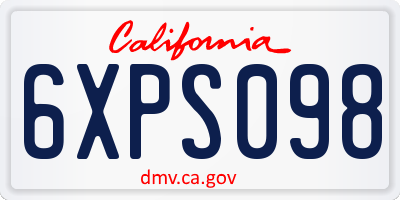 CA license plate 6XPS098