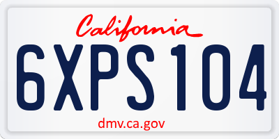 CA license plate 6XPS104