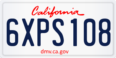 CA license plate 6XPS108