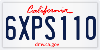 CA license plate 6XPS110