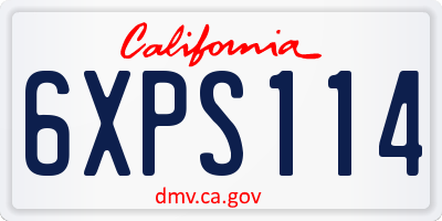 CA license plate 6XPS114