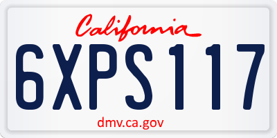 CA license plate 6XPS117