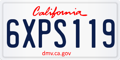 CA license plate 6XPS119