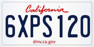 CA license plate 6XPS120