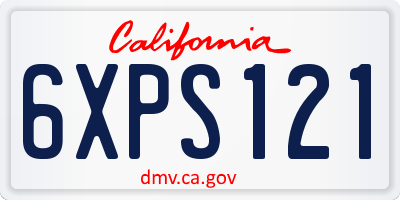 CA license plate 6XPS121