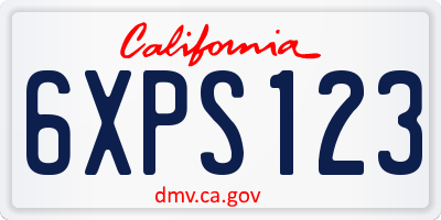 CA license plate 6XPS123