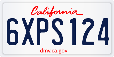 CA license plate 6XPS124