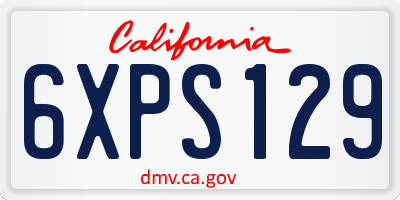 CA license plate 6XPS129