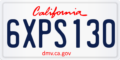 CA license plate 6XPS130