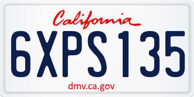 CA license plate 6XPS135