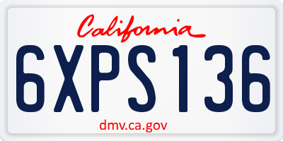 CA license plate 6XPS136