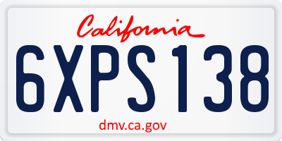 CA license plate 6XPS138