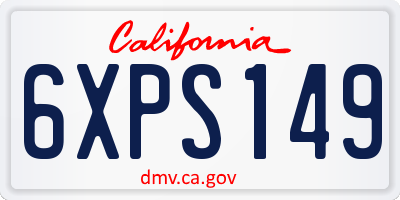 CA license plate 6XPS149