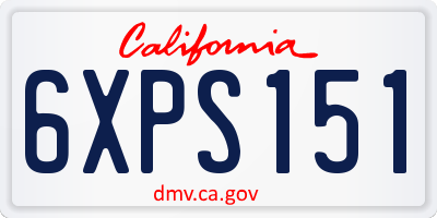 CA license plate 6XPS151