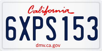 CA license plate 6XPS153