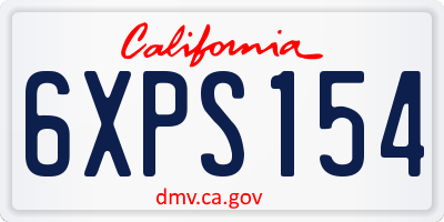 CA license plate 6XPS154