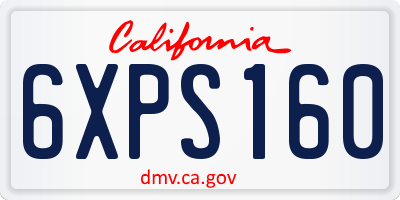 CA license plate 6XPS160