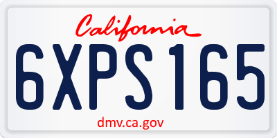 CA license plate 6XPS165