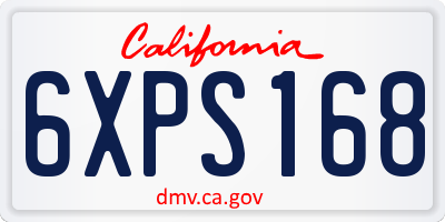 CA license plate 6XPS168