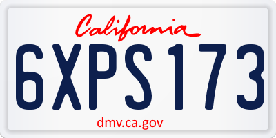 CA license plate 6XPS173