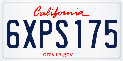 CA license plate 6XPS175