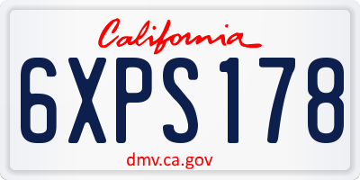 CA license plate 6XPS178