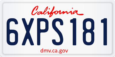 CA license plate 6XPS181