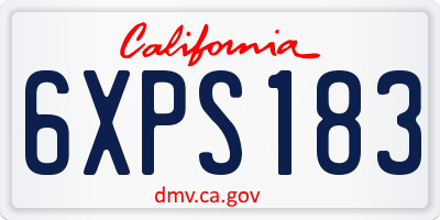 CA license plate 6XPS183
