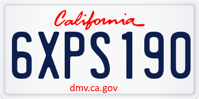 CA license plate 6XPS190